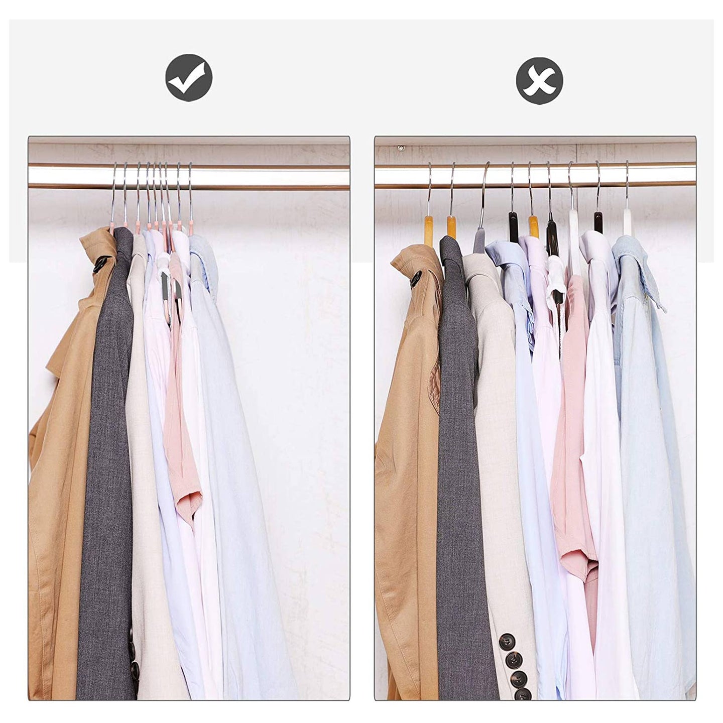 50-Pack Plastic Clothes Hangers - Grey - Thin Space Saving Design with Swivel Hook