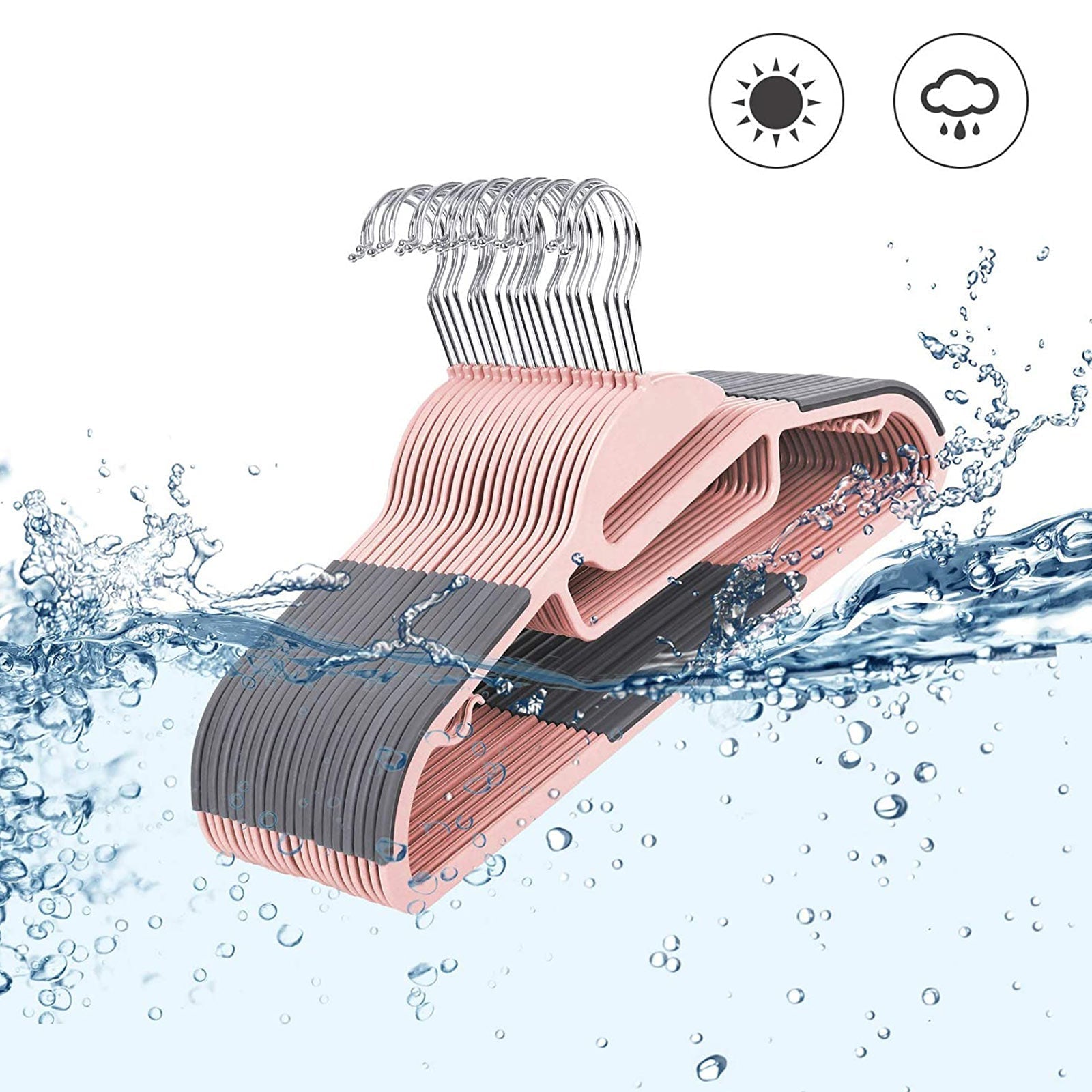 50-Pack Plastic Clothes Hangers - Grey - Thin Space Saving Design with Swivel Hook