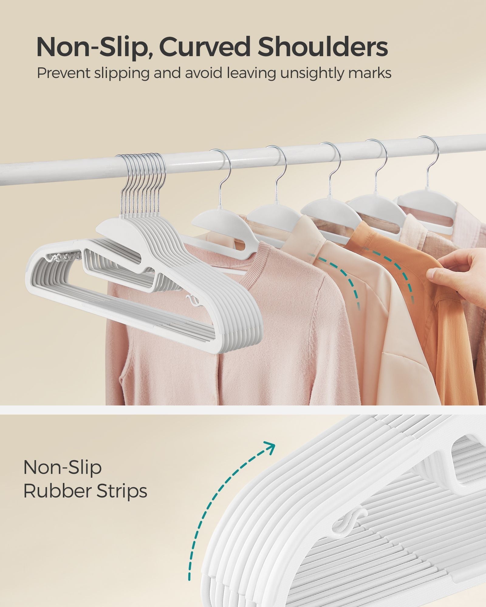Plastic Hangers - White - Non-Slip