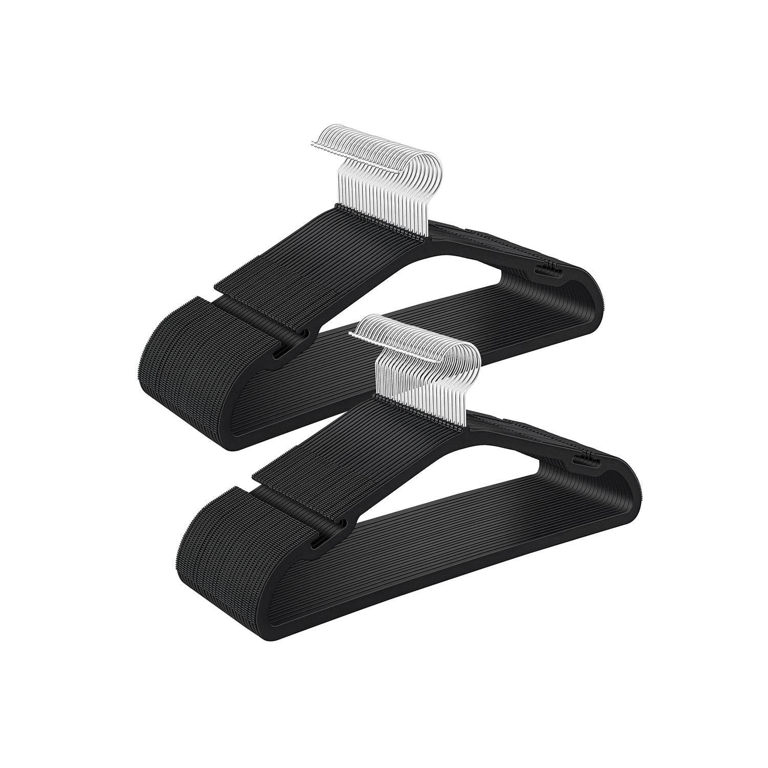 Pack of 50 Heavy-Duty Plastic Hangers - Ink Black - Wide Shoulder Notches