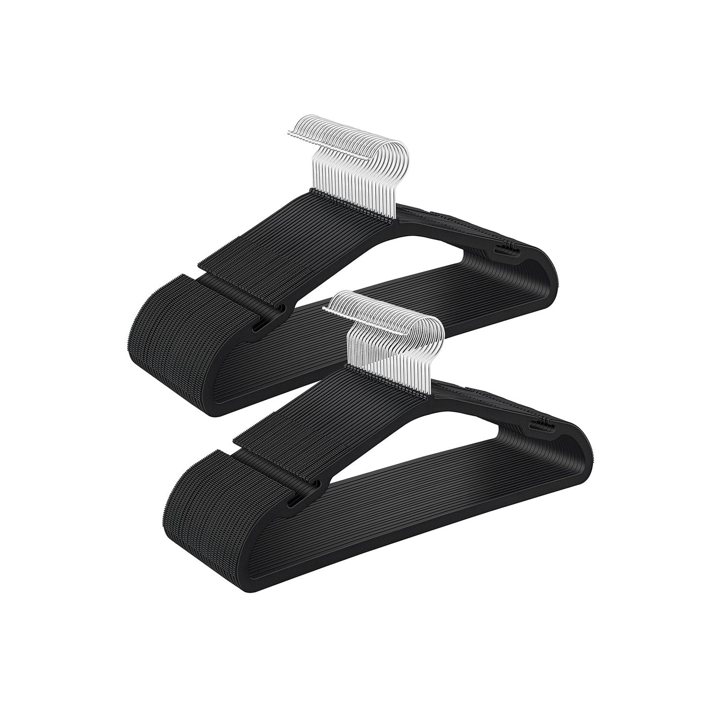 Pack of 50 Heavy-Duty Plastic Hangers - Ink Black - Wide Shoulder Notches
