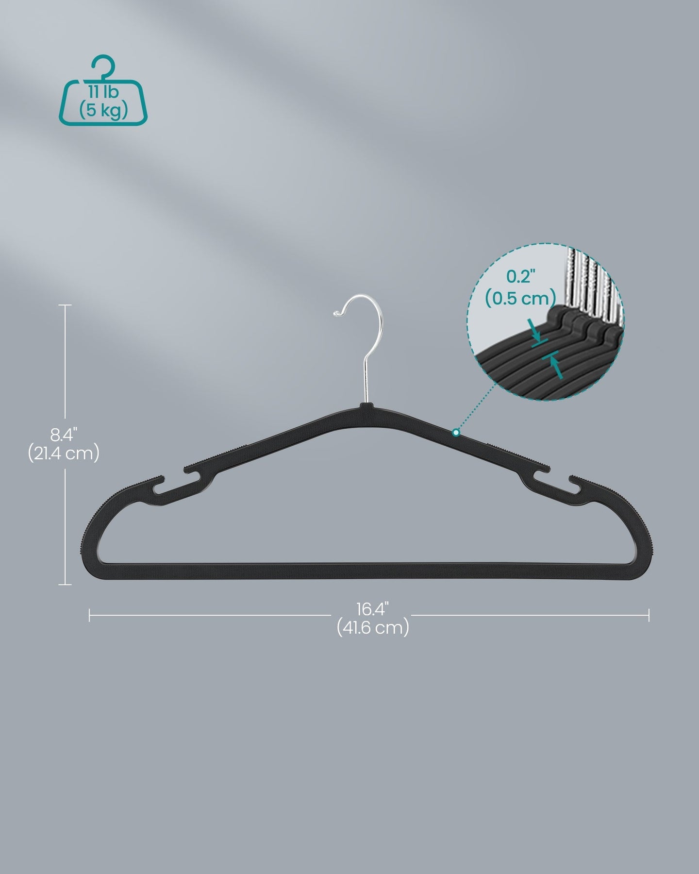 Pack of 50 Heavy-Duty Plastic Hangers - Ink Black - Wide Shoulder Notches