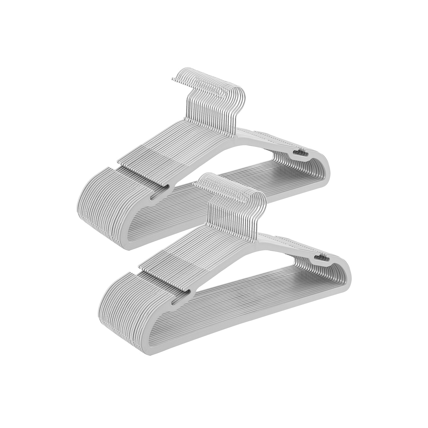 Pack of 50 Heavy-Duty Plastic Hangers - Dove Grey - With Shoulder Notches and Trousers Bar