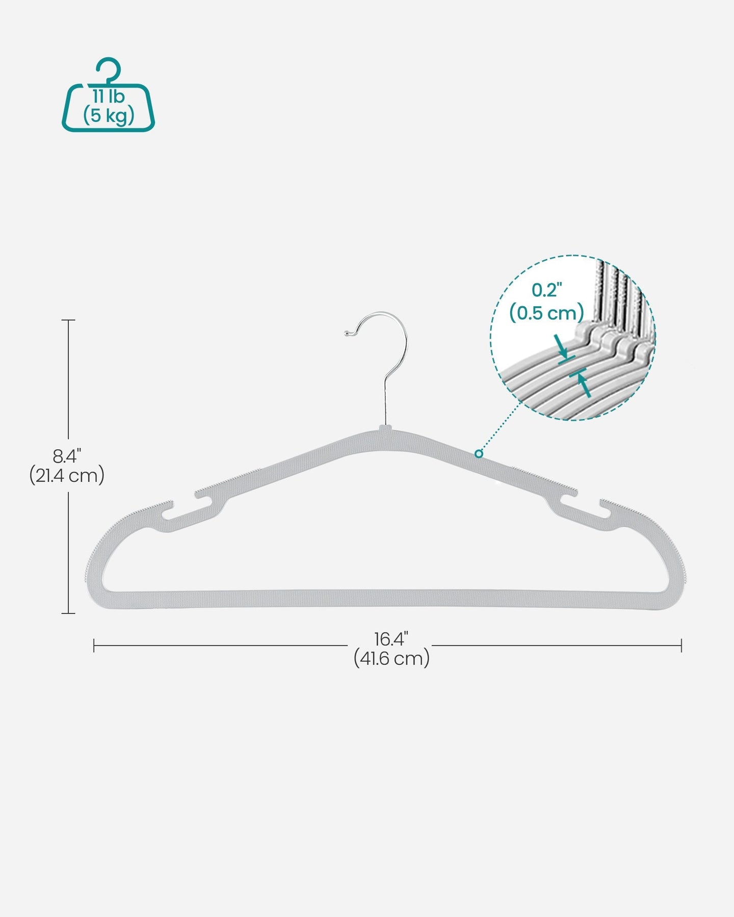Pack of 50 Heavy-Duty Plastic Hangers - Dove Grey - With Shoulder Notches and Trousers Bar