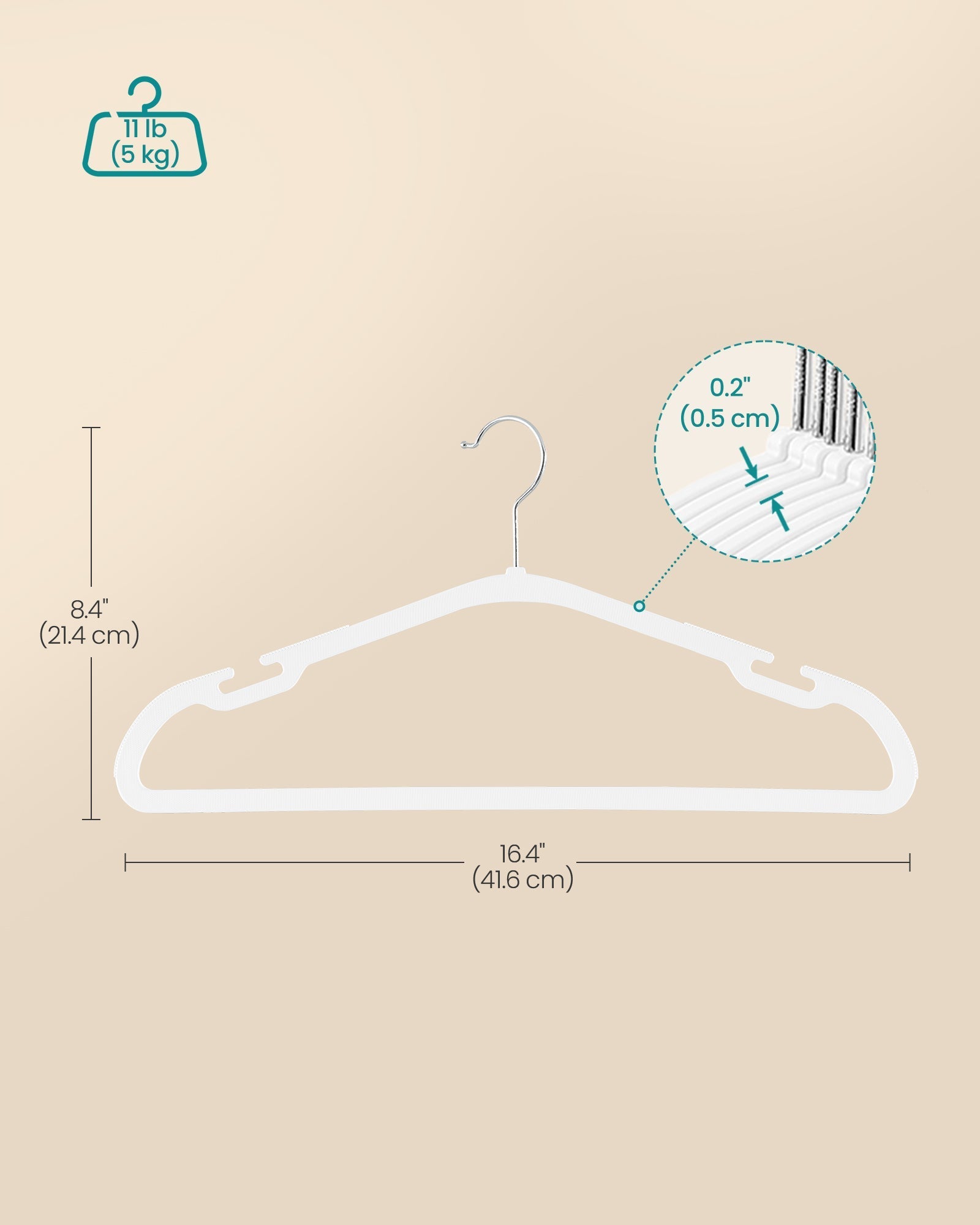 Pack of 50 Heavy-Duty Plastic Hangers - 360° Swivel Hook - Cloud White