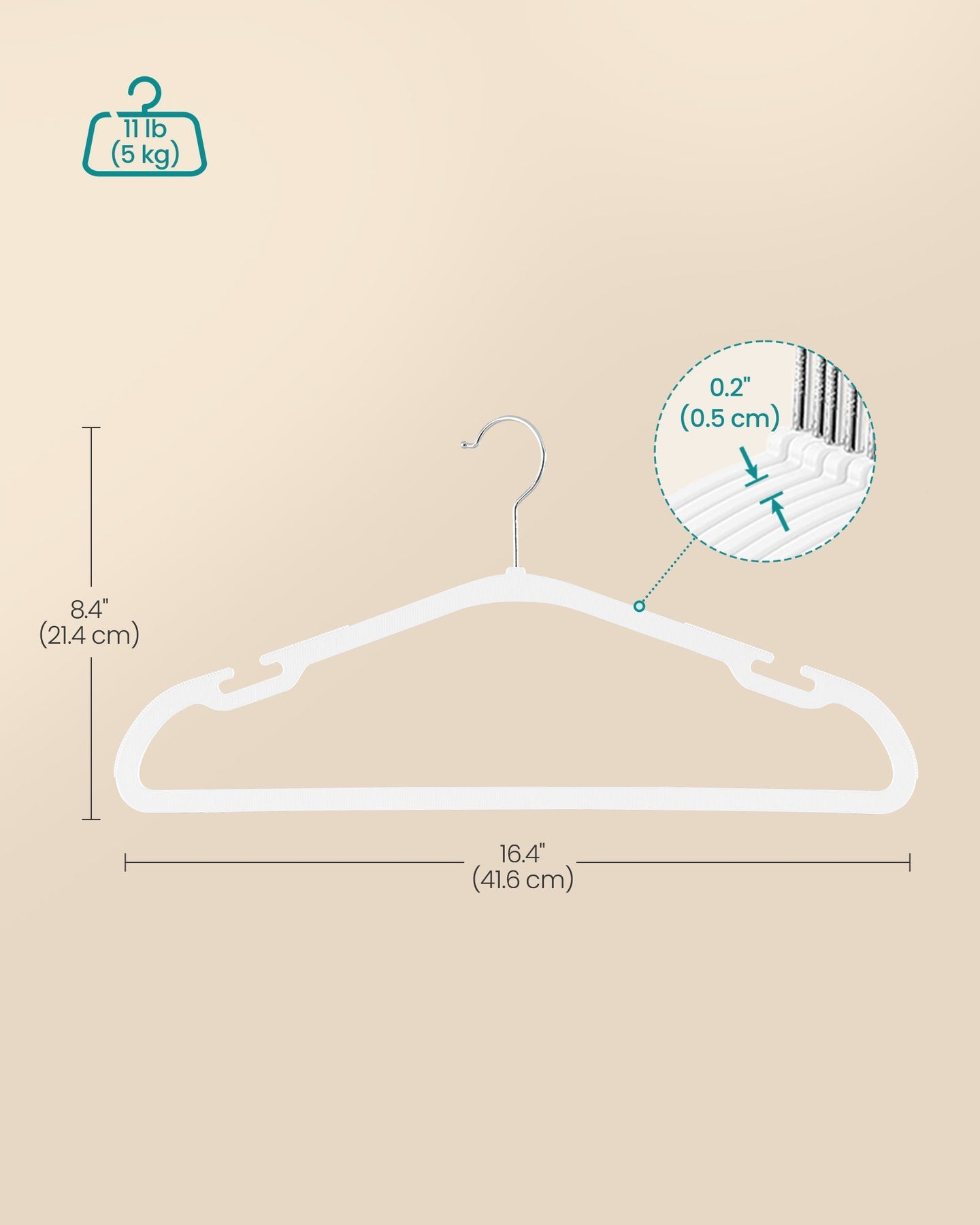 Pack of 50 Heavy-Duty Plastic Hangers - 360° Swivel Hook - Cloud White