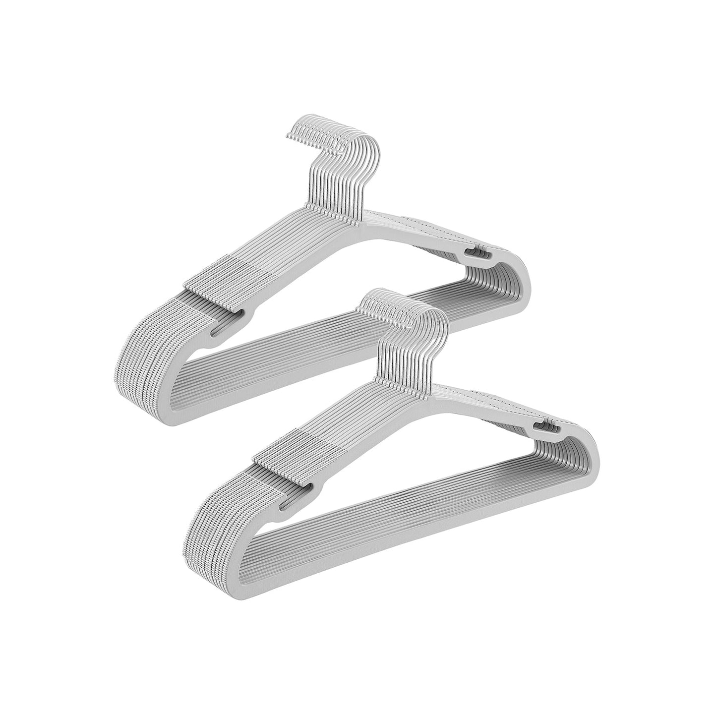 Pack of 30 Heavy-Duty Plastic Hangers - Dove Grey - Wide Shoulder Notches and Trousers Bar