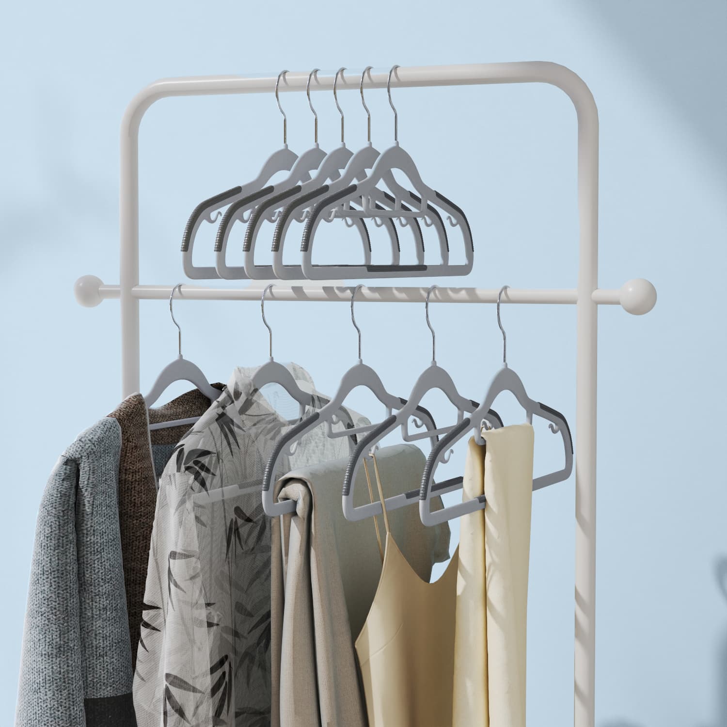 Coat Hangers - Heavy-Duty Plastic - Light and Dark Grey - Non-Slip