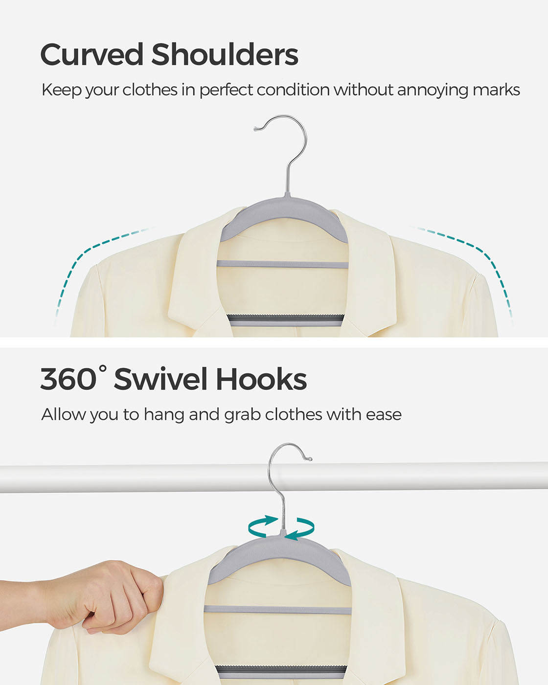 Heavy Duty Plastic Hangers - Grey - Non-Slip Design