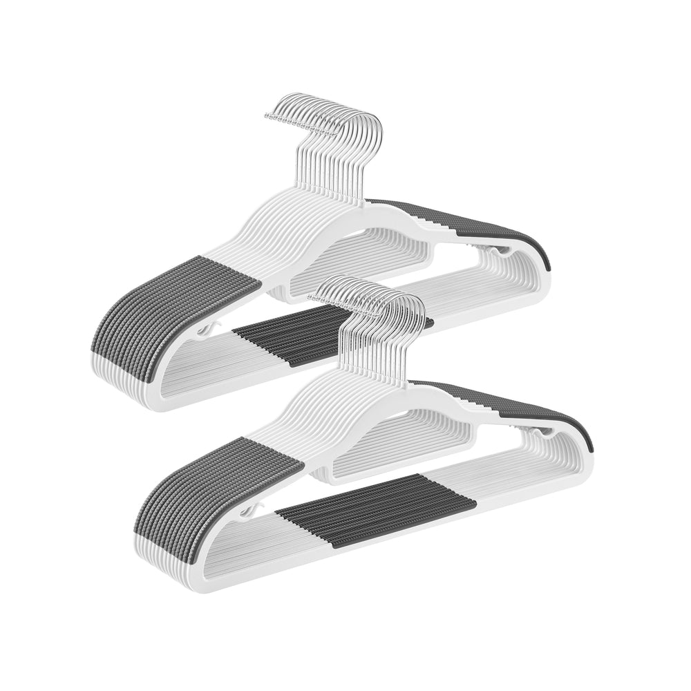 Heavy-Duty Plastic Clothes Hangers - 360° Swivel Hooks - Light and Dark Grey - Non-Slip Grip
