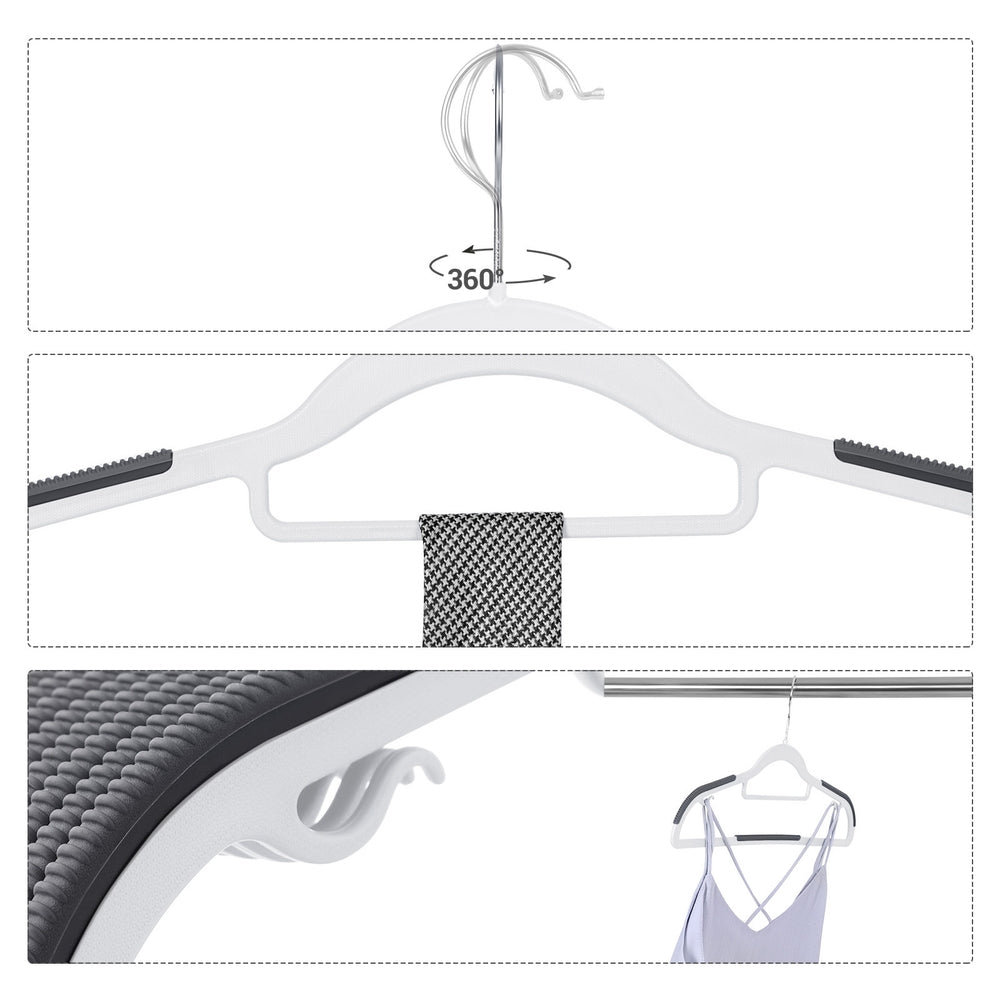Heavy-Duty Plastic Clothes Hangers - 360° Swivel Hooks - Light and Dark Grey - Non-Slip Grip
