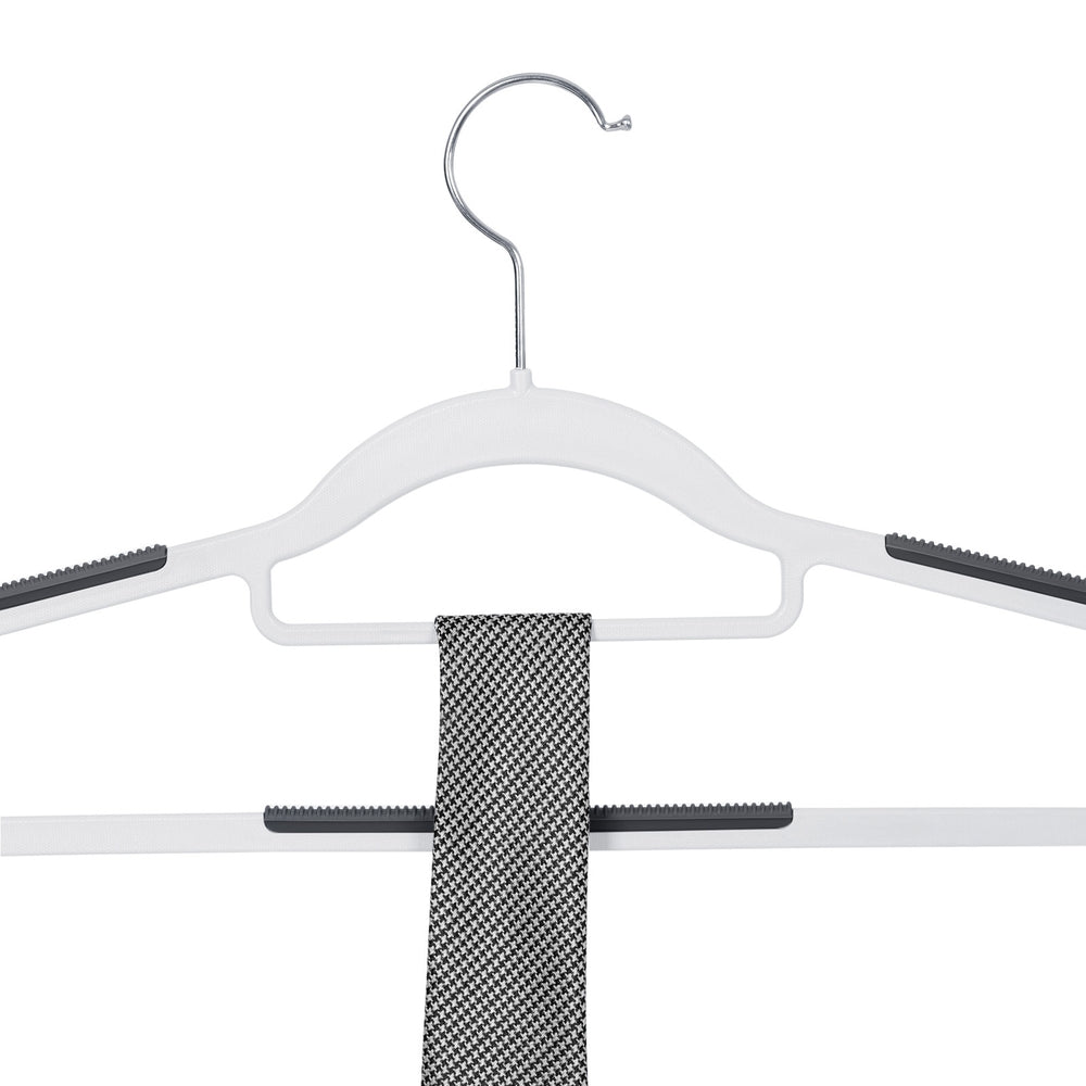 Heavy-Duty Plastic Clothes Hangers - 360° Swivel Hooks - Light and Dark Grey - Non-Slip Grip