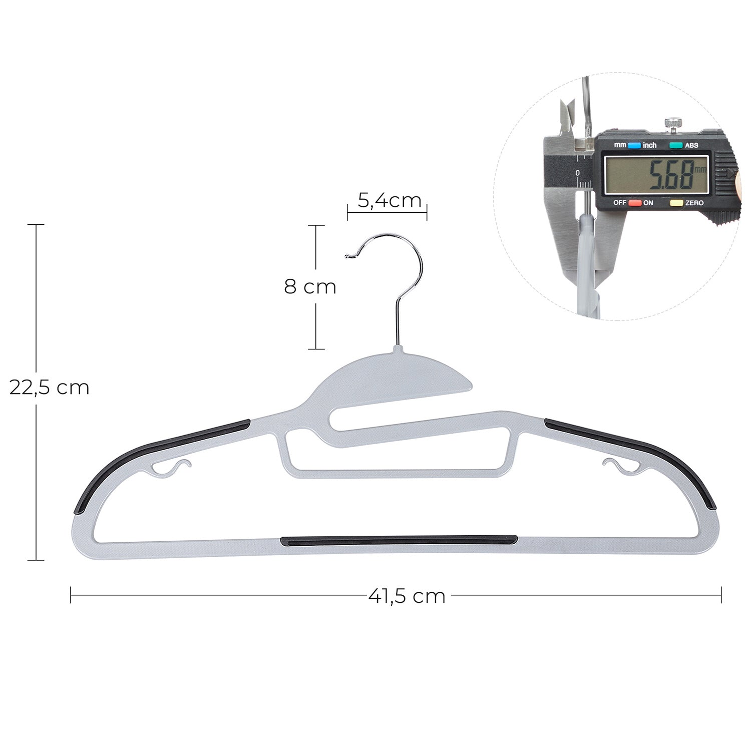 Plastic Coat Hangers - Plastic - Grey - Space-Saving Non-Slip Design