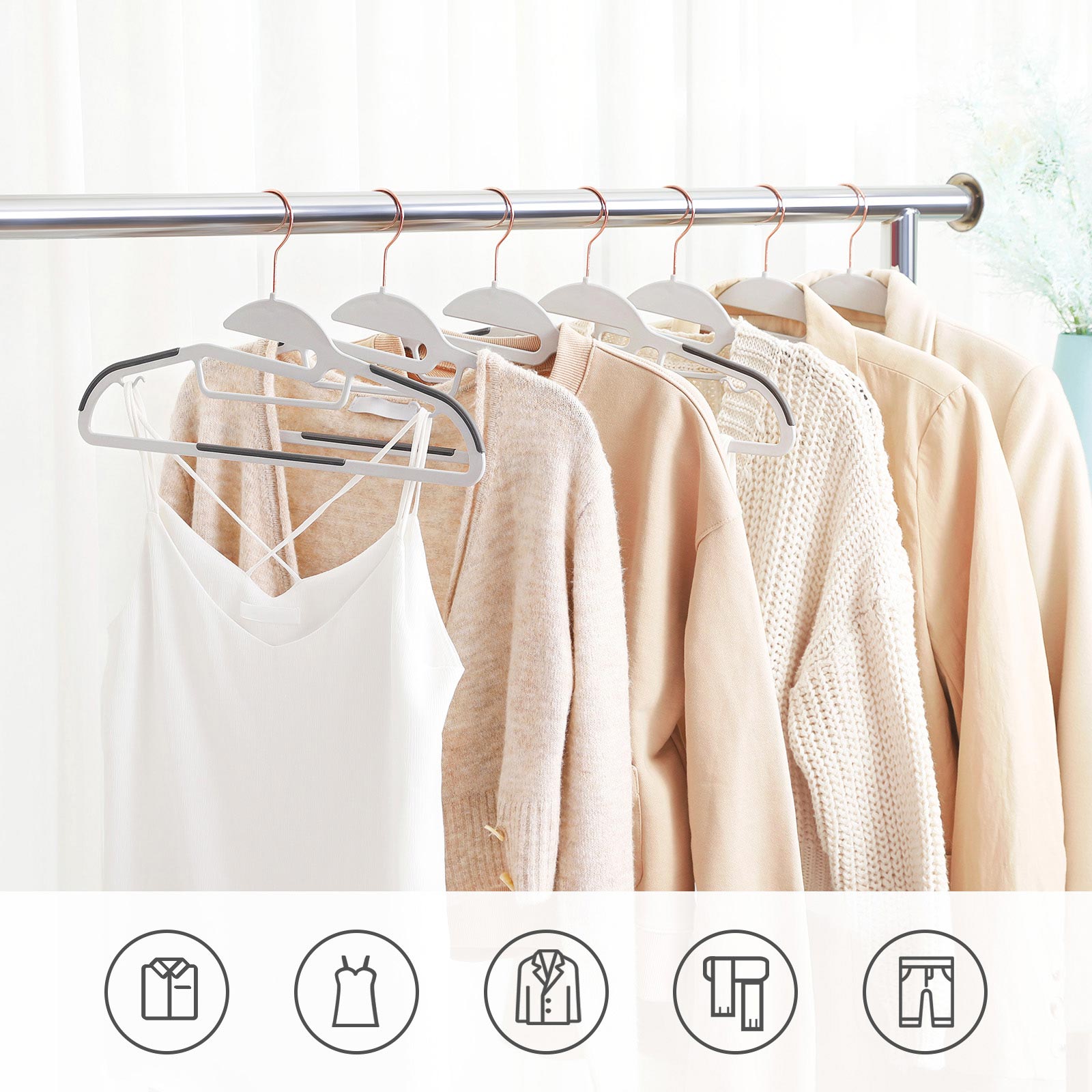 Coat Hangers - Plastic - Gray - Non-Slip
