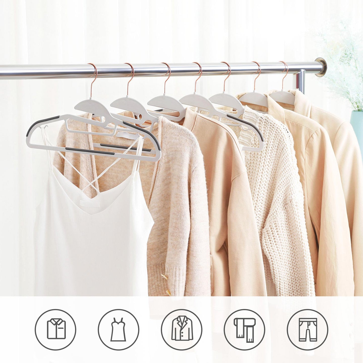 Coat Hangers - Plastic - Gray - Non-Slip