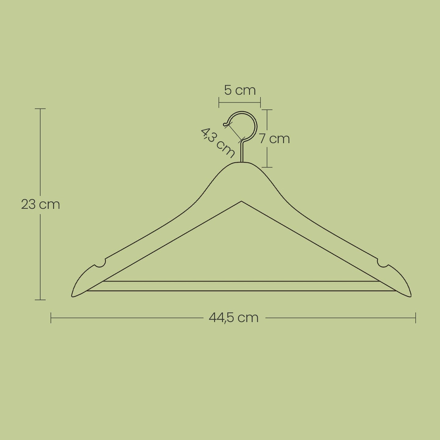 Wooden Coat Hangers - Solid Wood - Natural - Set of 10