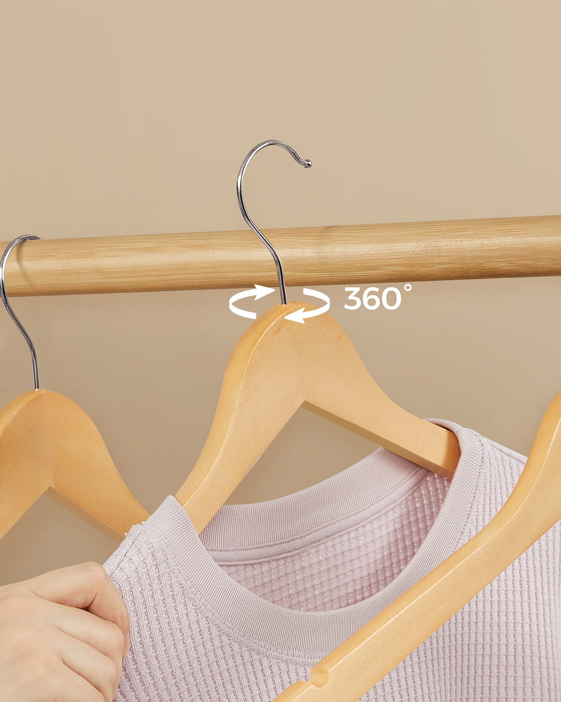 Wooden Hangers - Maple Wood - Natural - 360 Degree Rotating with Skirt Notches and Trouser Bar