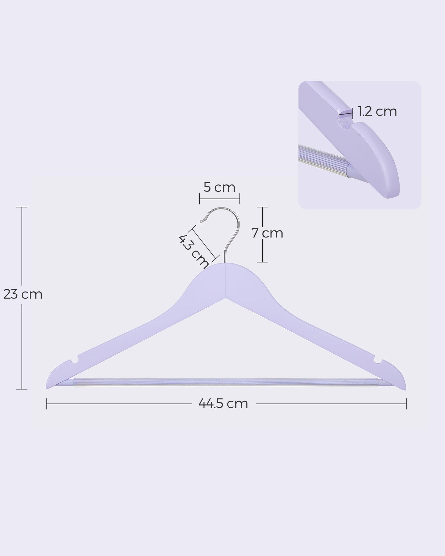 Wooden Coat Hangers - Maple Wood - Light Purple and Silver - 360° Swivel Hook with Shoulder Notches and Anti-Slip Trousers Bar