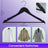 Solid Wood Hangers - Solid Wood - Black and Silver - Set of 20 with Shoulder Grooves and Non-Slip Bar