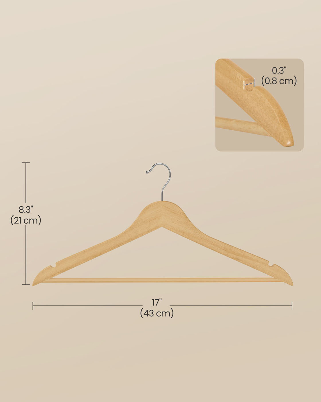 Wooden Hangers - Natural Beige - Solid Birch