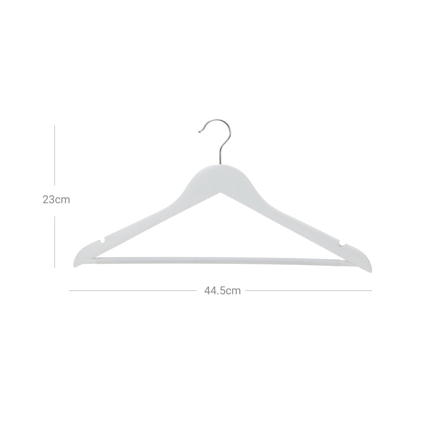 Wood Coat Hangers - Pack of 30 - Solid Wood - White - Non-Slip Trousers Bar with Shoulder Notches and 360 Degree Swivel Hook