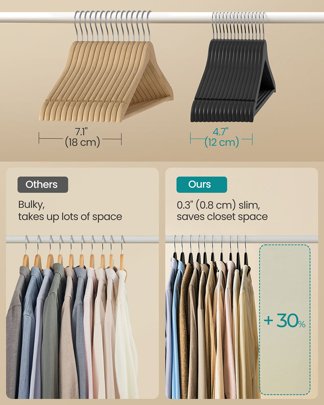 Wooden Hangers - Ink Black - Solid Birch