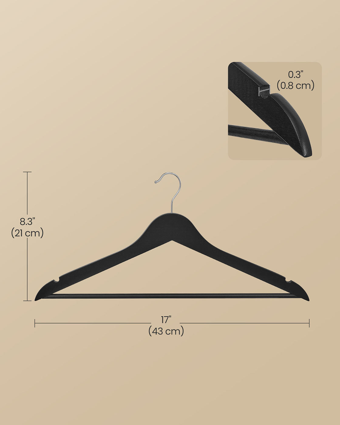 Wooden Hangers - Ink Black - Solid Birch