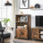 Cabinet - Wood - Rustic Brown and Black - Multifunctional with Open and Closed Compartments
