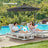 Cantilever Garden Parasol - Fabric - Red - Solar-Powered LED Lights