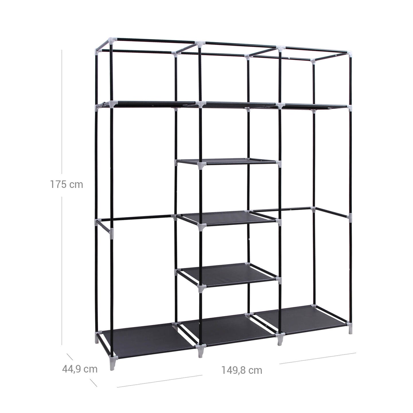 Clothes Wardrobe - Canvas - Beige - Storage with Hanging Rail and Shelves 175 x 150 x 45 cm