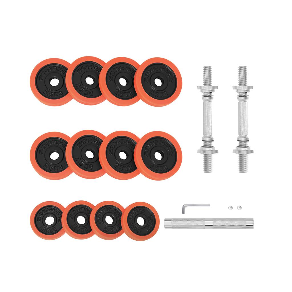 Adjustable Dumbbells Set - Cast Iron - Black - Includes Extra Barbell Bar