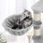 Cat Tree - Engineered Wood - Light Grey - Multi-Level with Hammock and Feeder Bowl