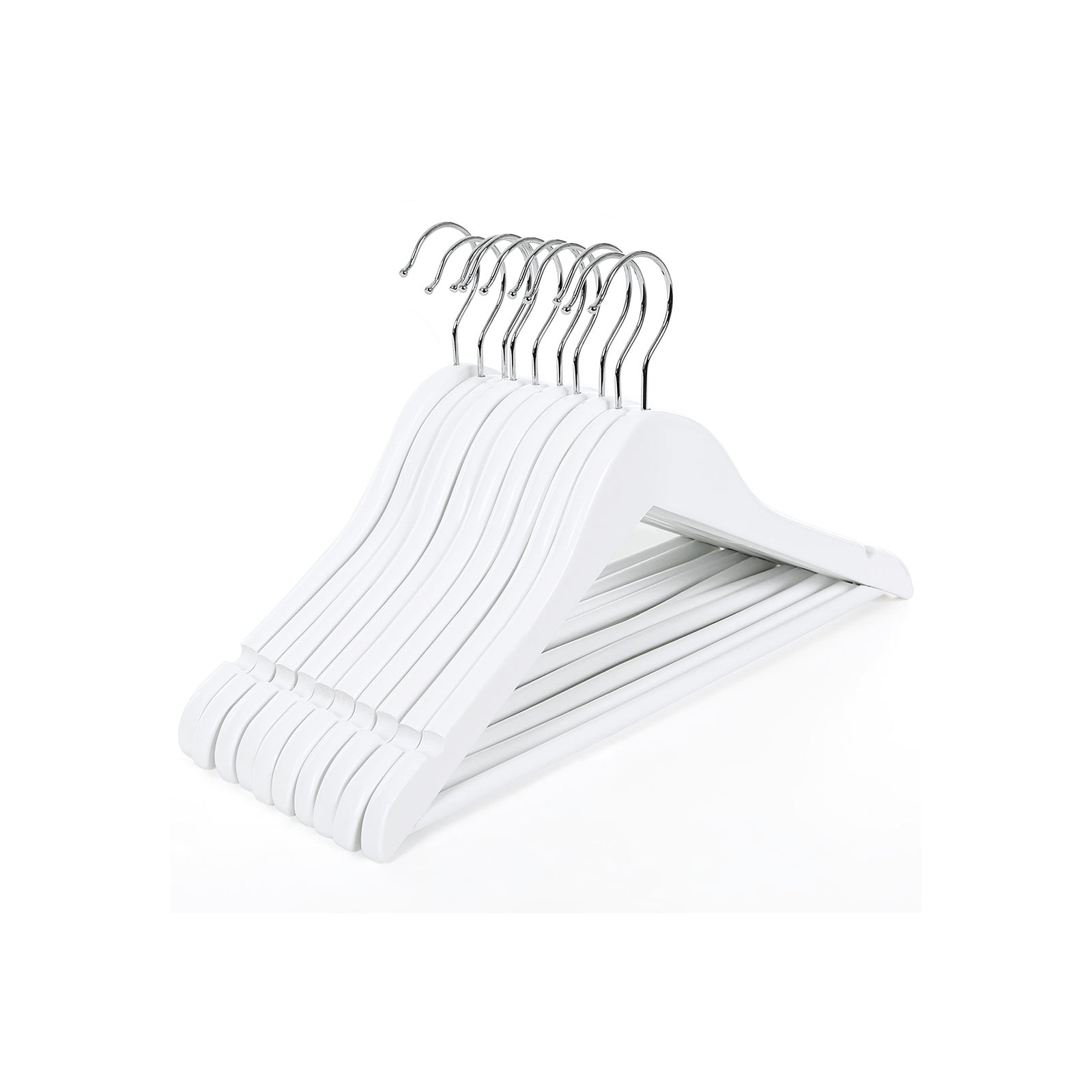 Children's Wooden Clothes Hangers - Wood - White - 360° Rotating Hook with Notches
