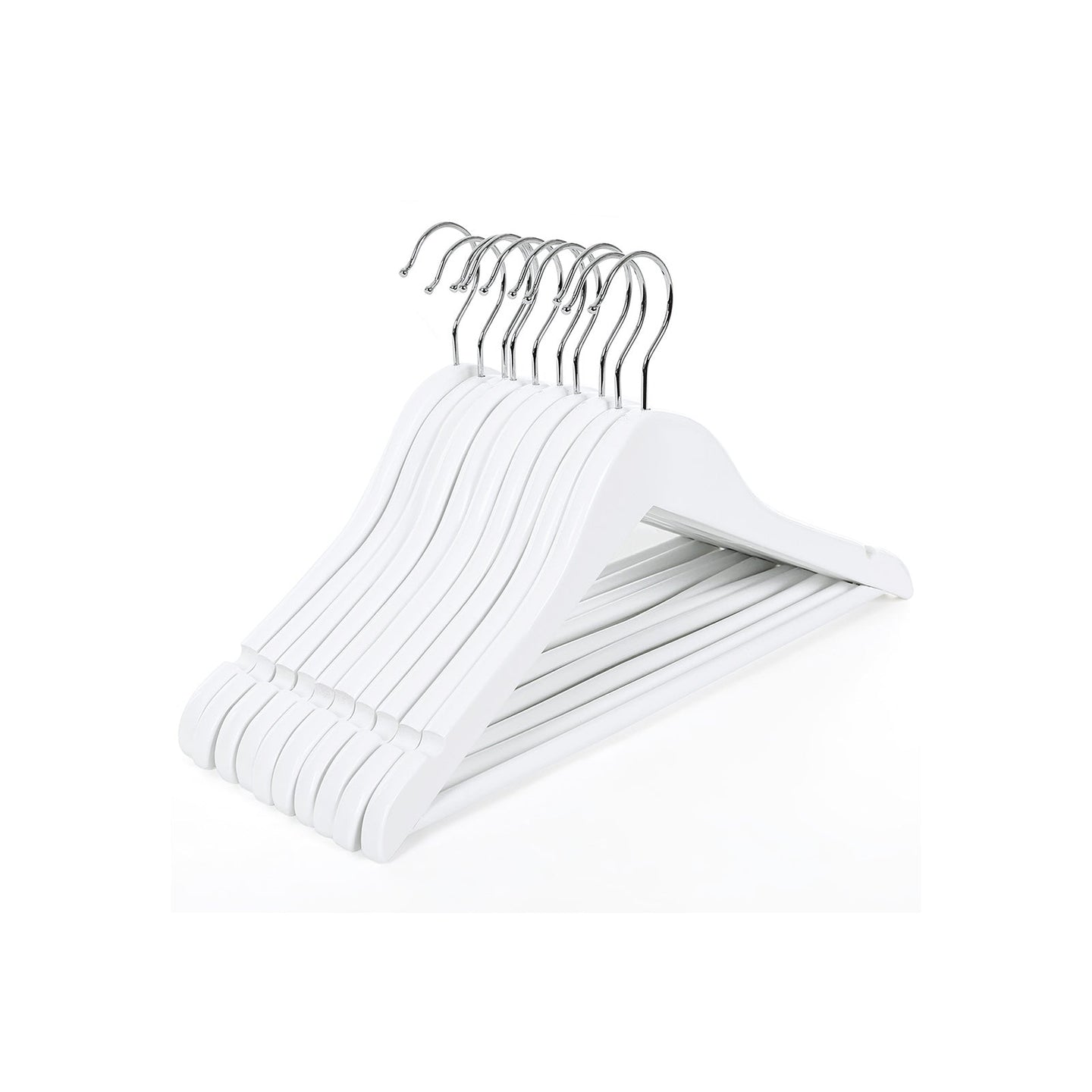 Children's Wooden Clothes Hangers - Wood - White - 360° Rotating Hook with Notches