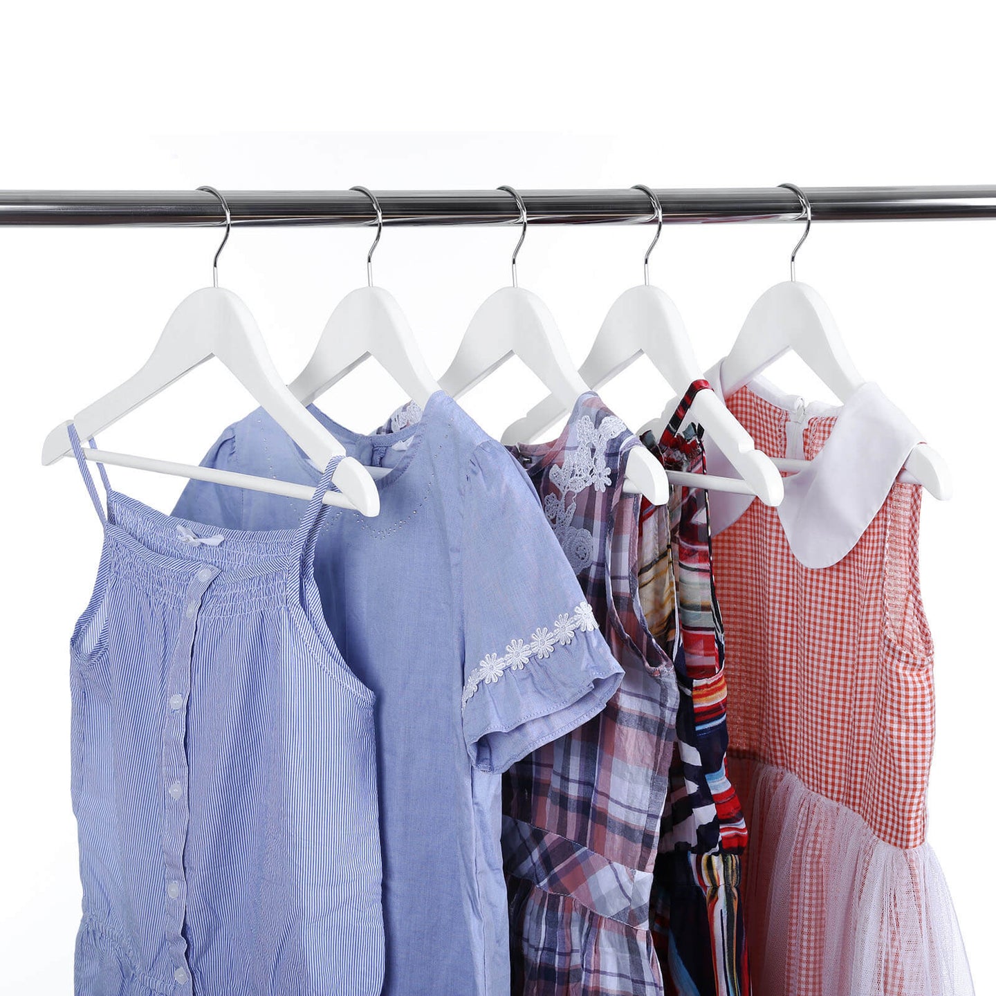 Children's Wooden Clothes Hangers - Wood - White - 360° Rotating Hook with Notches