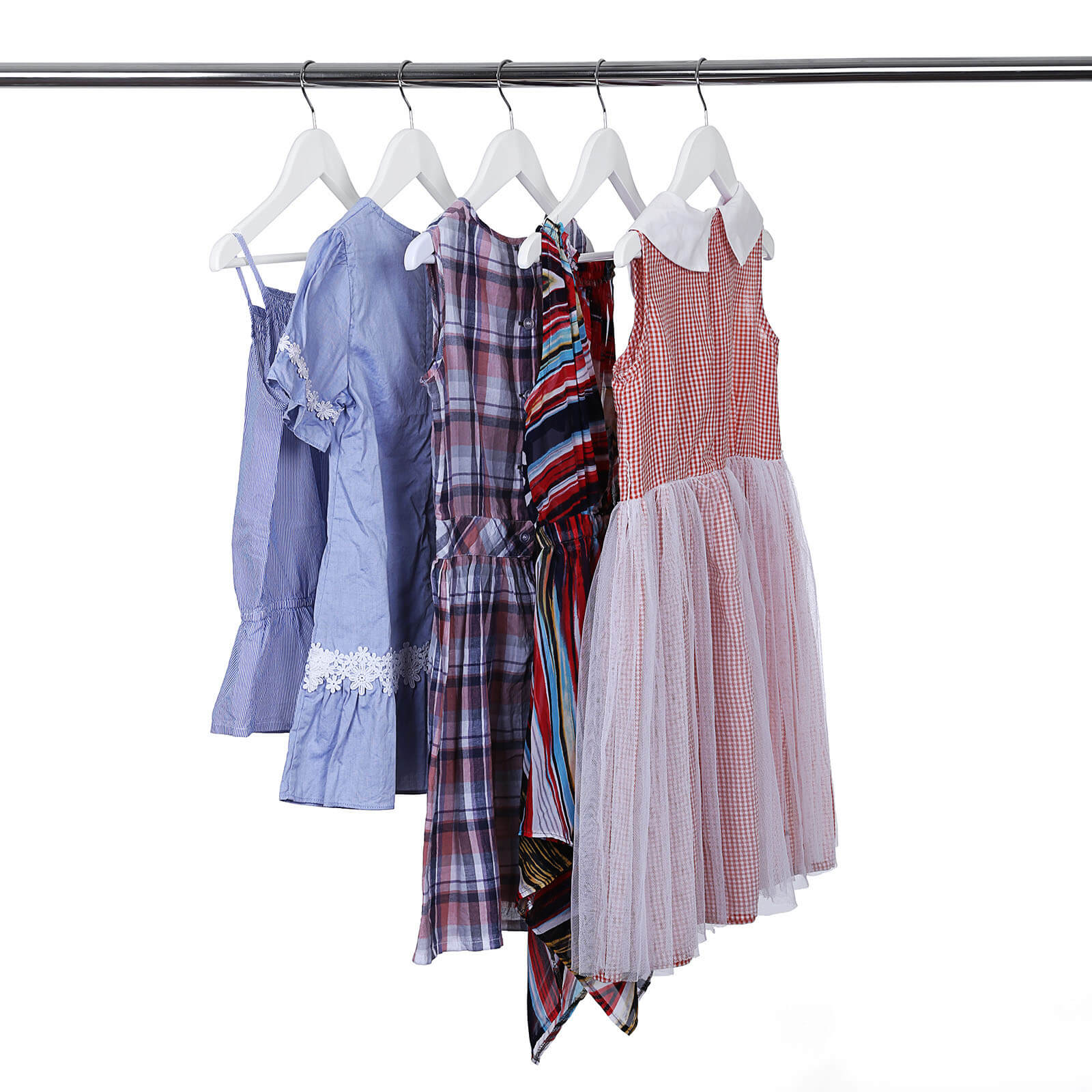 Children's Wooden Clothes Hangers - Wood - White - 360° Rotating Hook with Notches