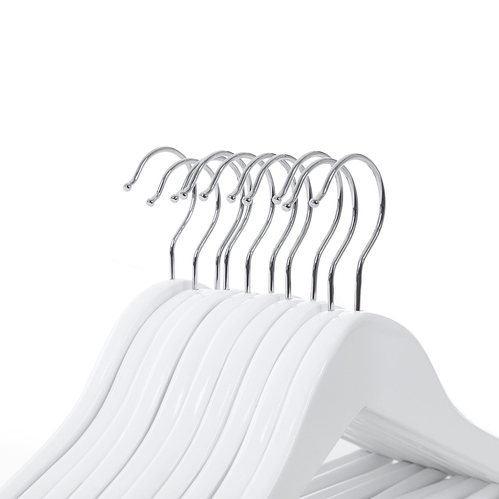 Children's Wooden Clothes Hangers - Wood - White - 360° Rotating Hook with Notches