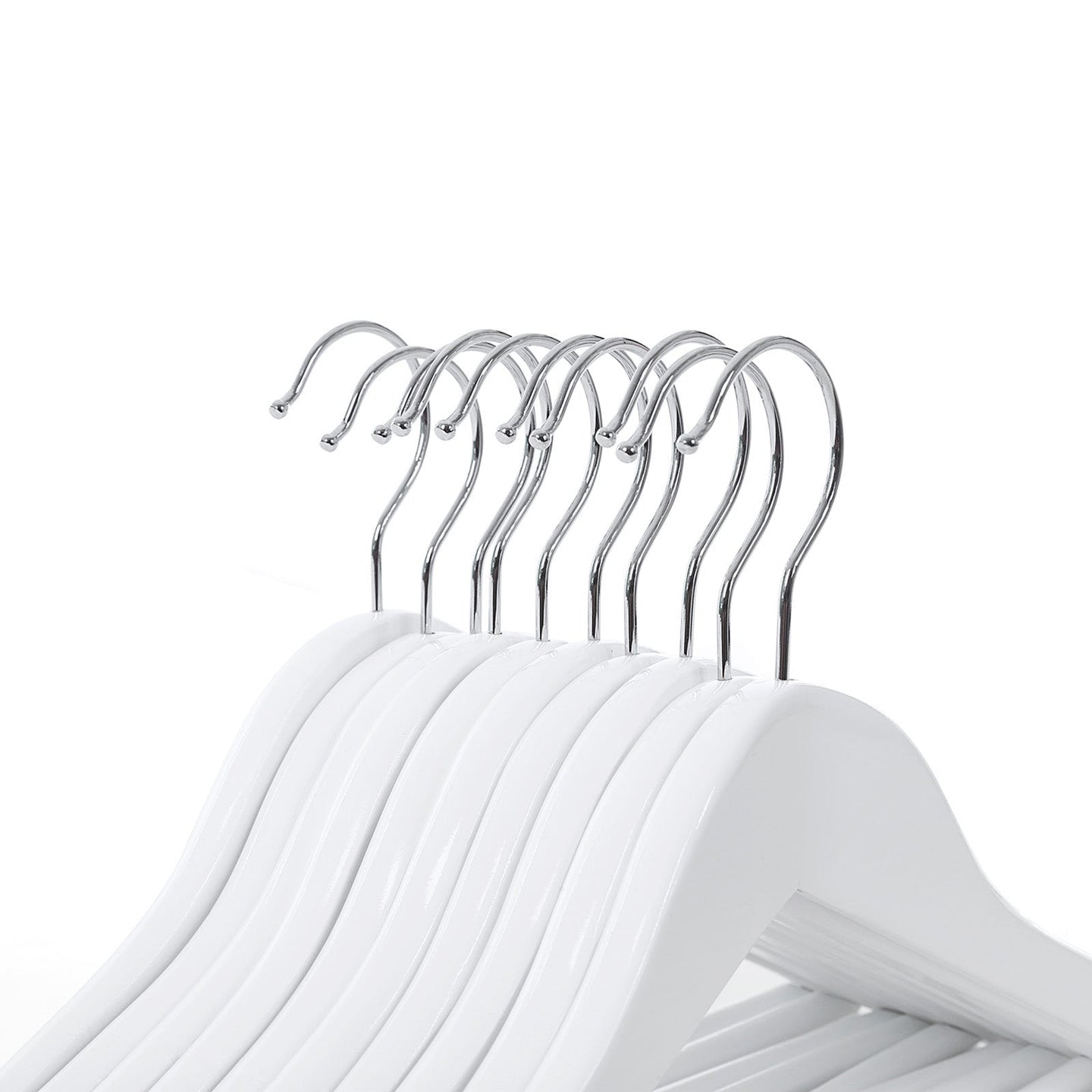 Children's Wooden Clothes Hangers - Wood - White - 360° Rotating Hook with Notches