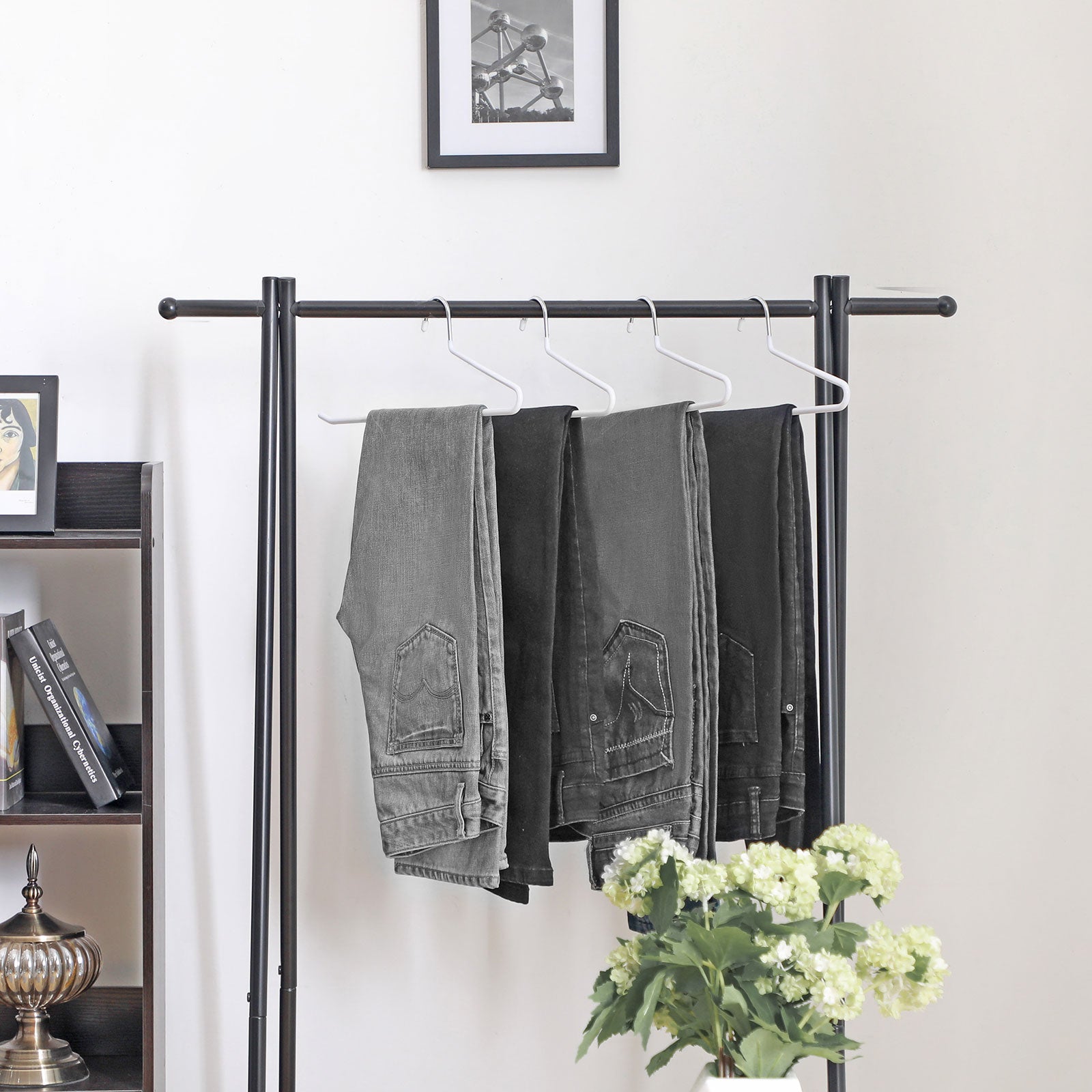 Trousers Hangers - Non-Slip, Set of 20 - Chrome-Plated Metal - Black
