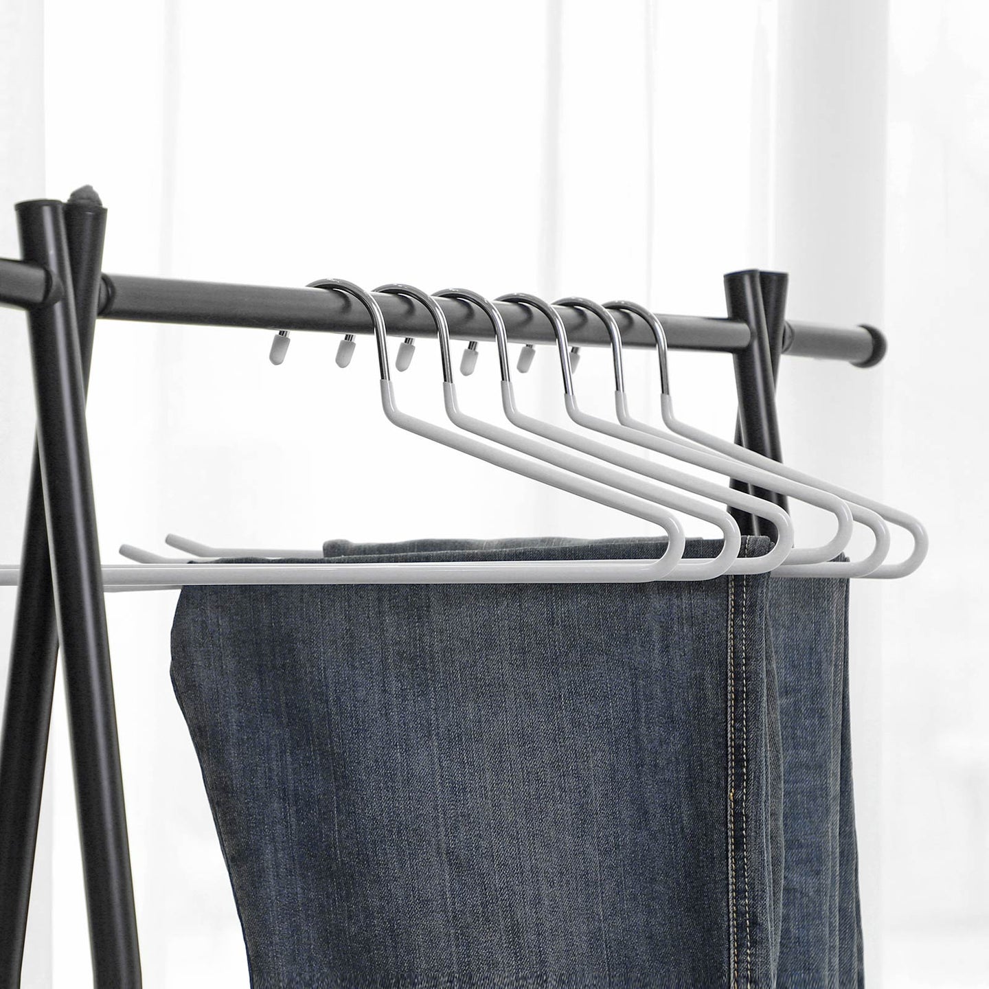 Trousers Hangers - Non-Slip, Set of 20 - Chrome-Plated Metal - Black