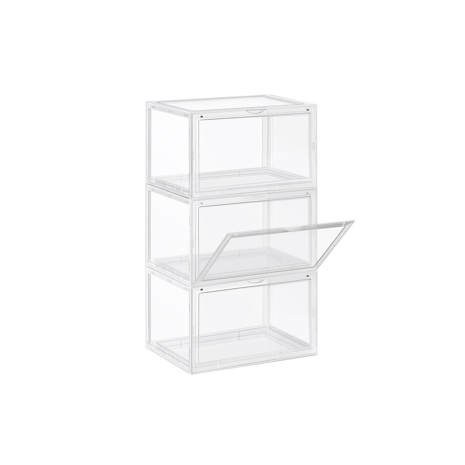 Shoe Storage Boxes - Plastic - Clear - Stackable and Easy to Assemble