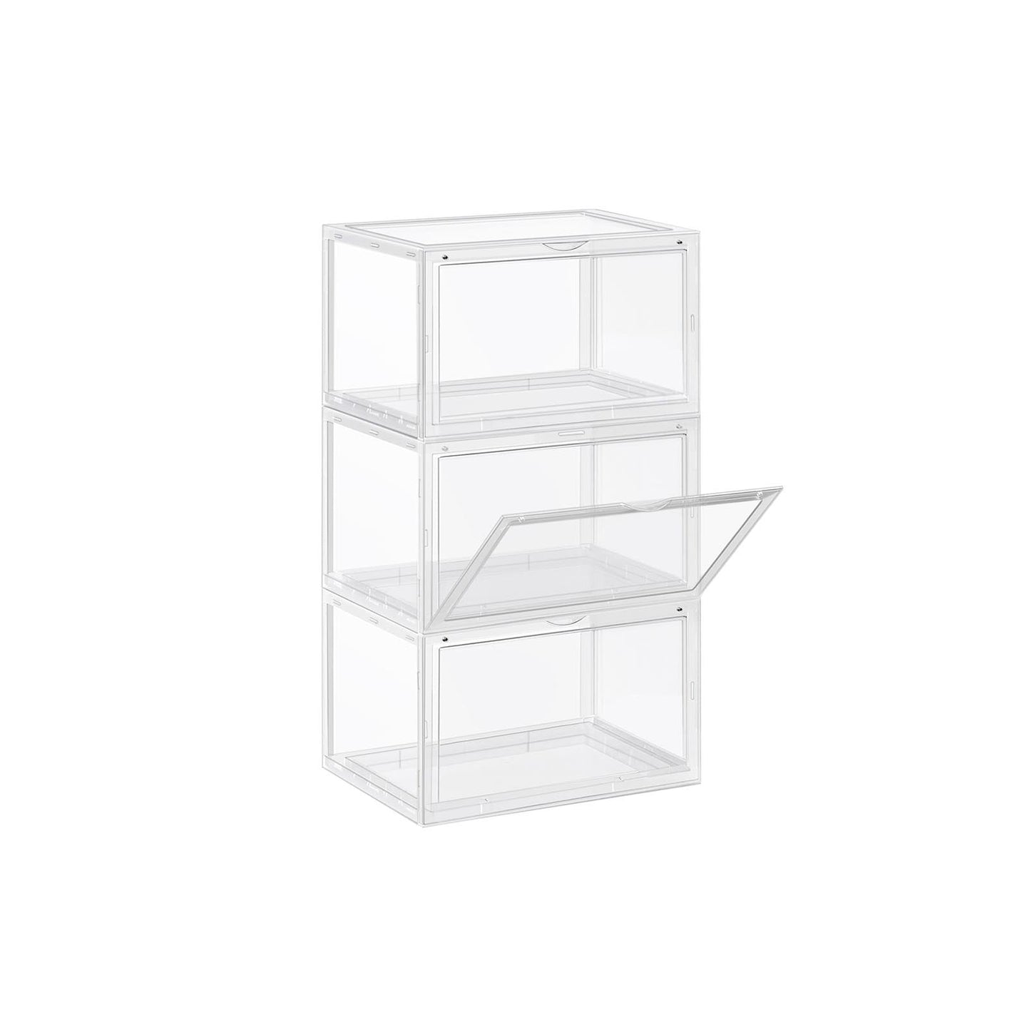 Shoe Storage Boxes - Plastic - Clear - Stackable and Easy to Assemble