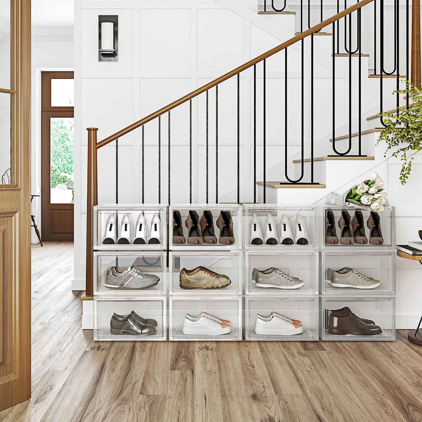 Shoe Storage Boxes - Plastic - Clear - Stackable and Easy to Assemble
