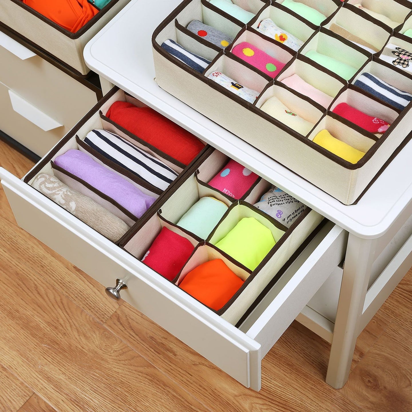 Underwear Organizer - Fabric - Grey - Collapsible Drawer Dividers Set of 4