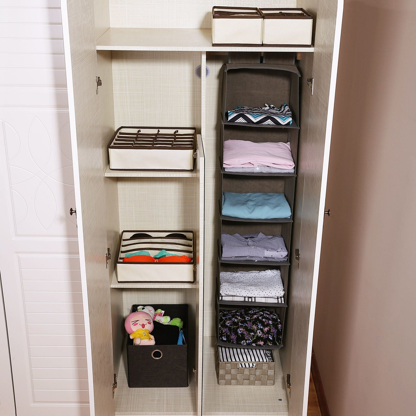 Underwear Organizer - Fabric - Grey - Collapsible Drawer Dividers Set of 4