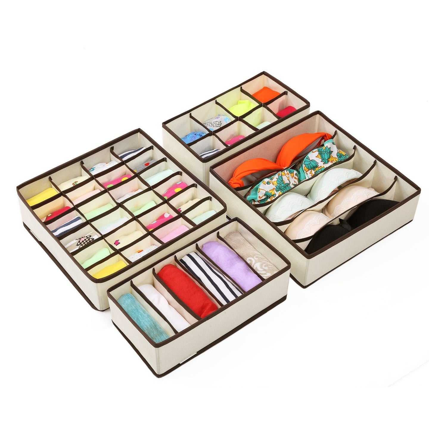 Underwear Organizer - Fabric - Grey - Collapsible Drawer Dividers Set of 4