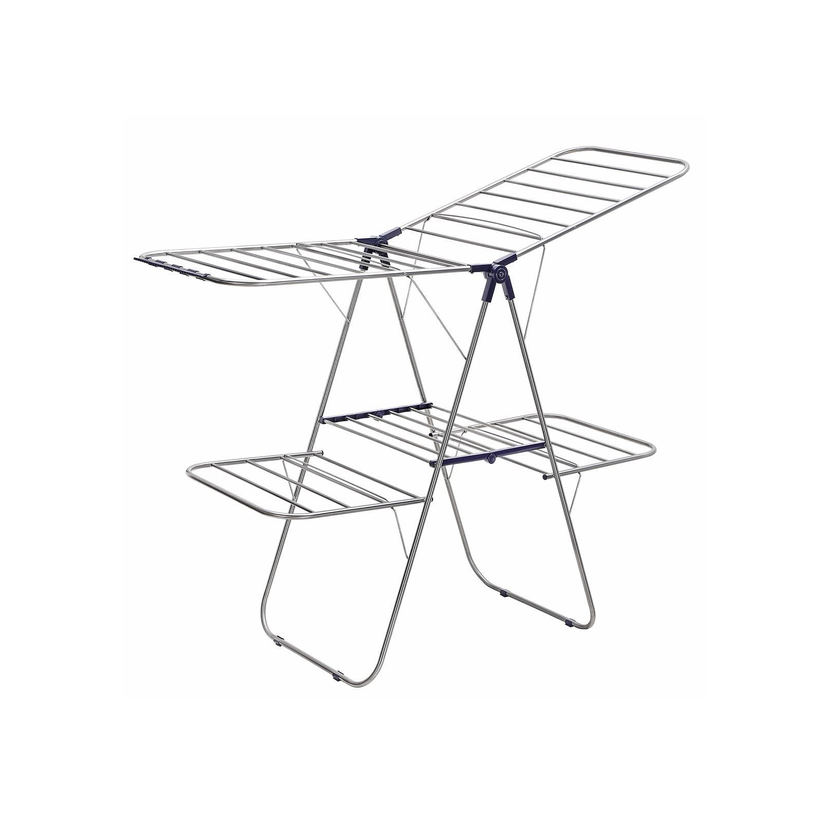 Clothes Drying Rack - Stainless Steel - Blue - Height-Adjustable Wings