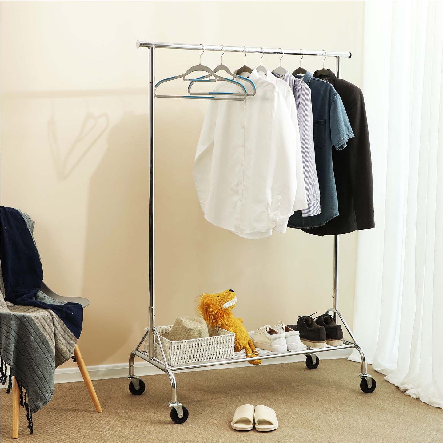 Heavy Duty Clothes Rail - Metal - Chrome