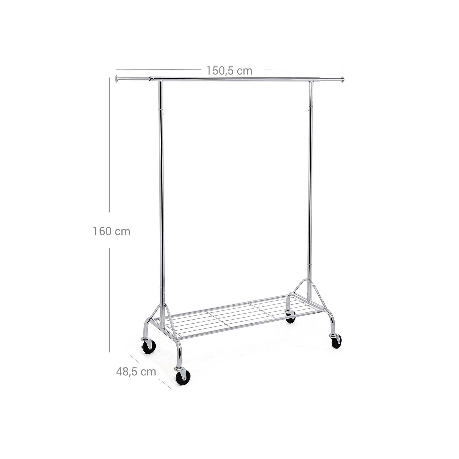 Heavy Duty Clothes Rail - Metal - Chrome