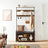 Coat Rack Stand - Steel Frame - Rustic Brown and Black - 8 Hooks with Shoe Bench